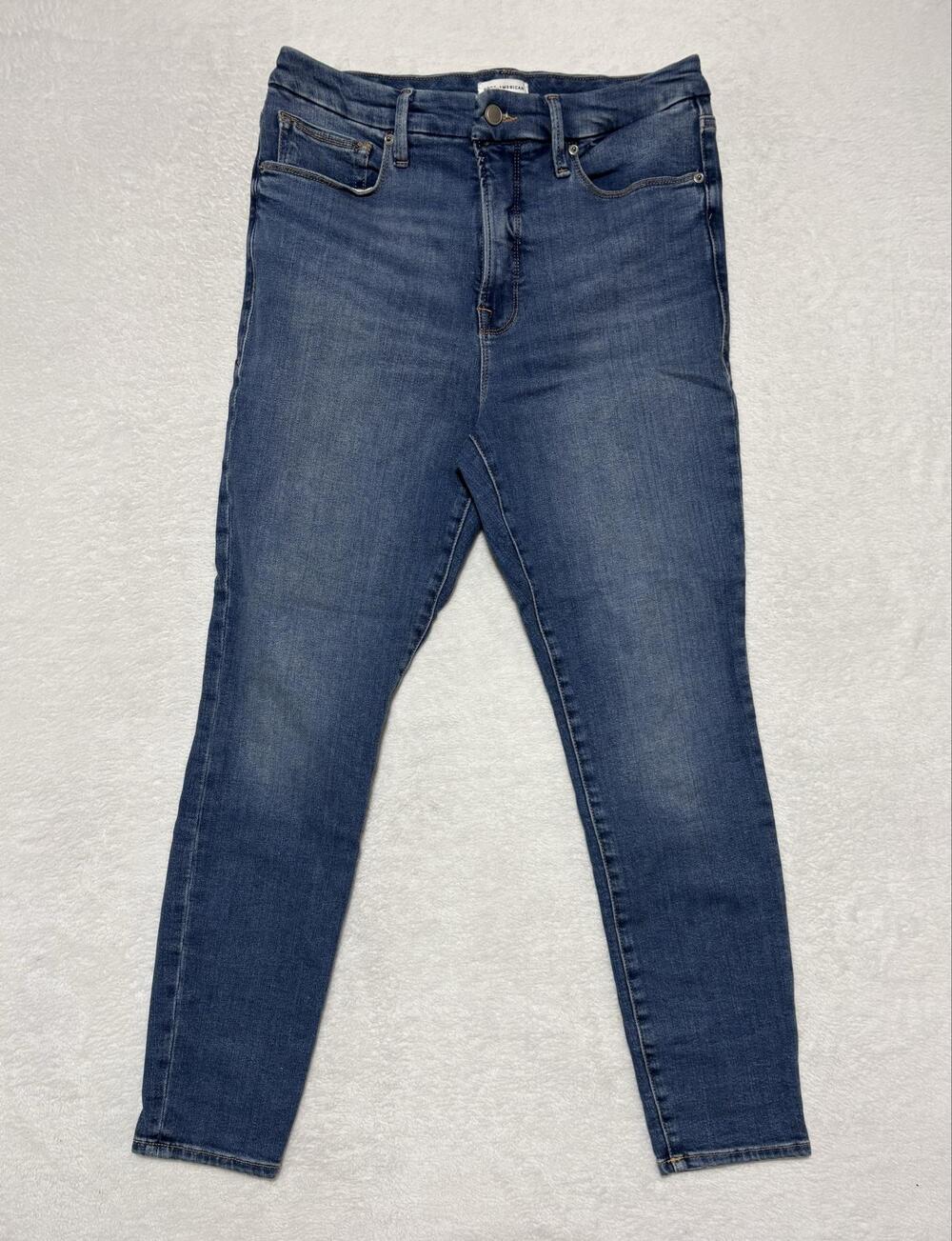 Good American Good Waist Jeans Womens 12 High Rise Skinny Blue Stretch Denim